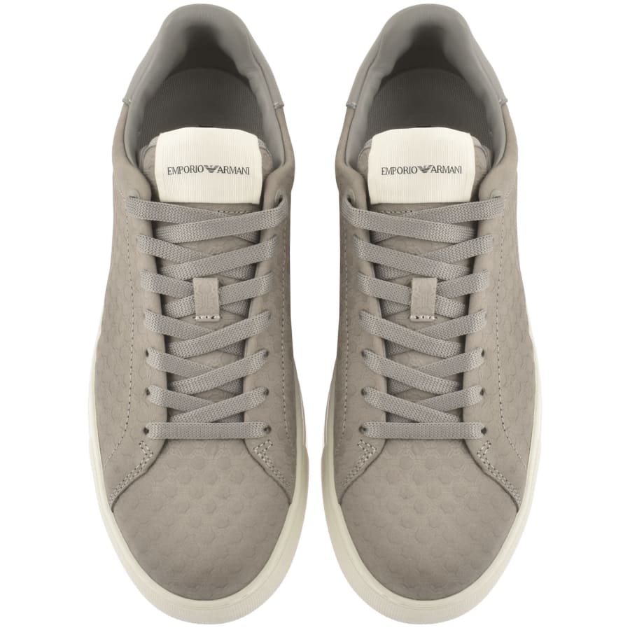 Emporio Armani Logo Leather Trainers Grey male 9 43