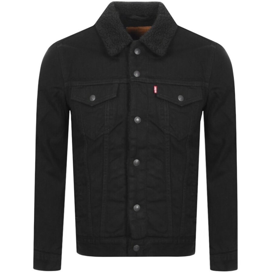 Levis Denim Sherpa Trucker Jacket Black Mainline Menswear