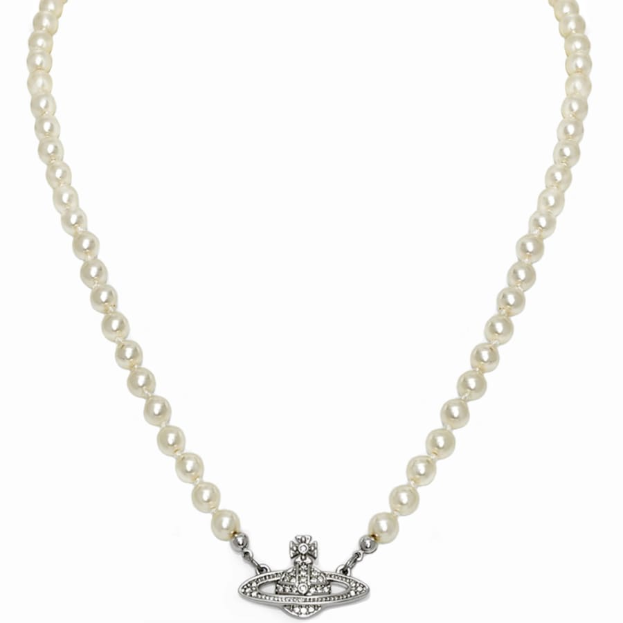 Image number 1 for Vivienne Westwood Relief Pearl Necklace Cream
