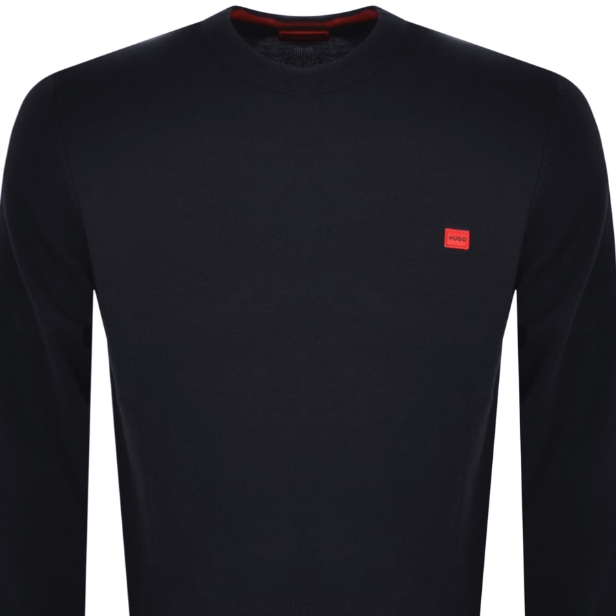 Image number 2 for HUGO San Cassius Knit Jumper Navy