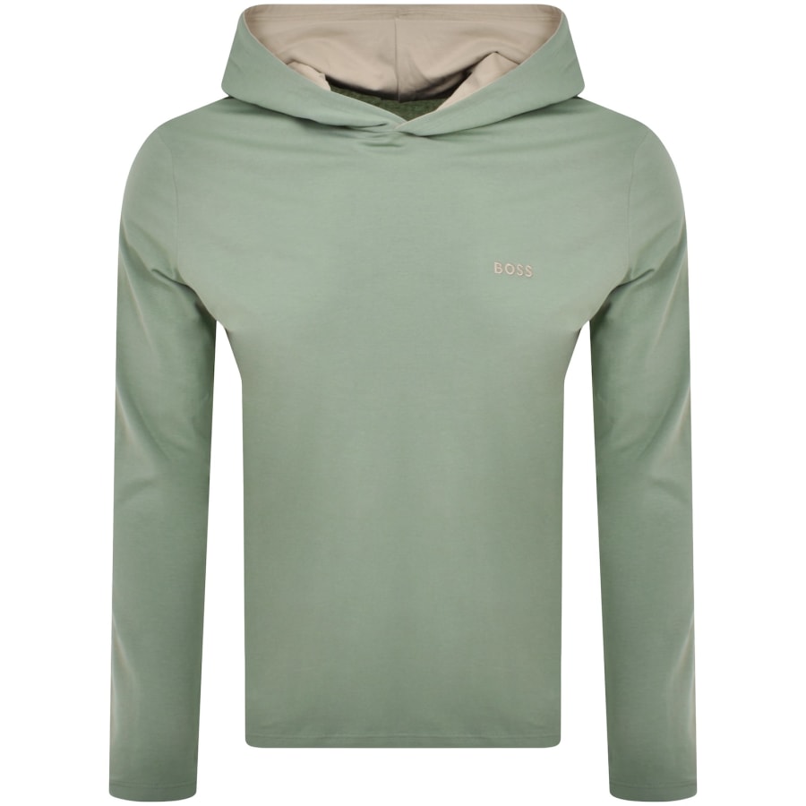 BOSS Long Sleeve Hooded T Shirt Green