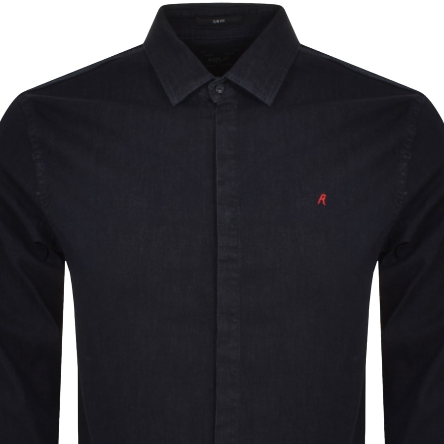 Image number 2 for Replay Long Sleeved Shirt Navy