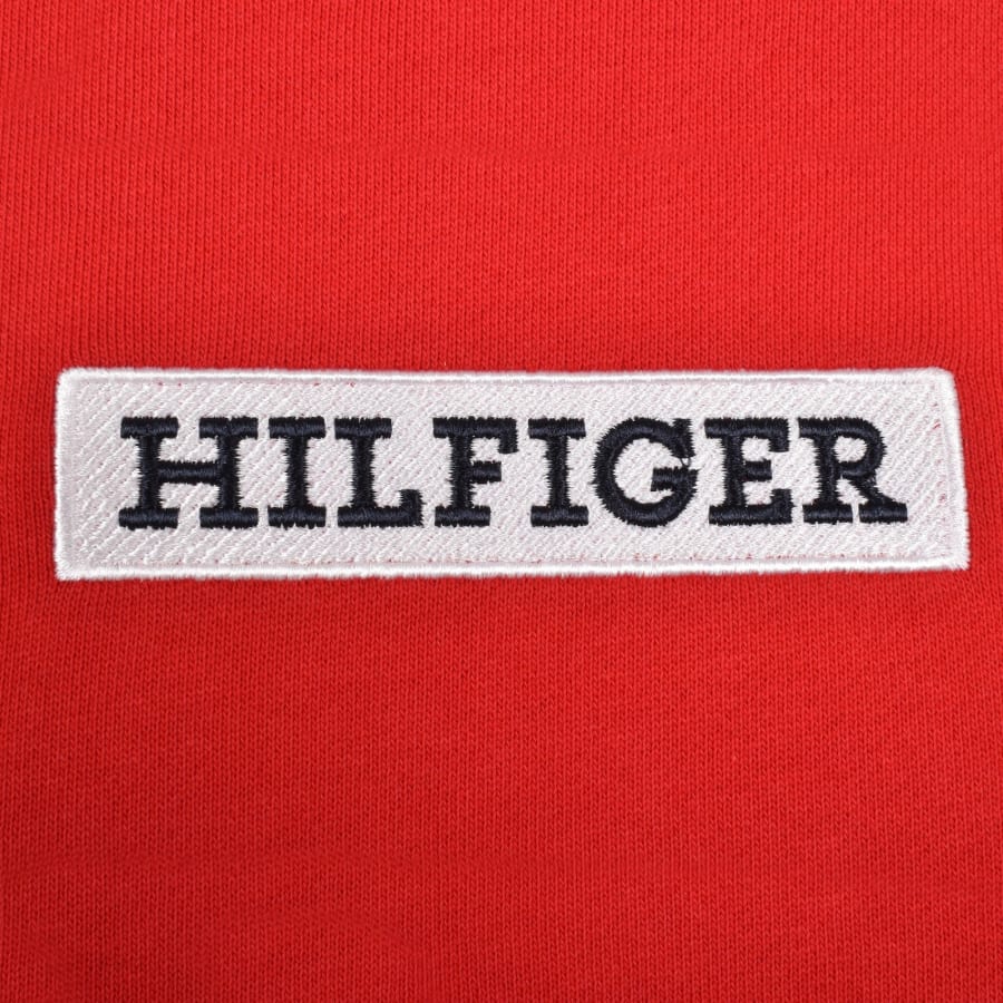 Image number 3 for Tommy Hilfiger Monotype Box Hoodie Red