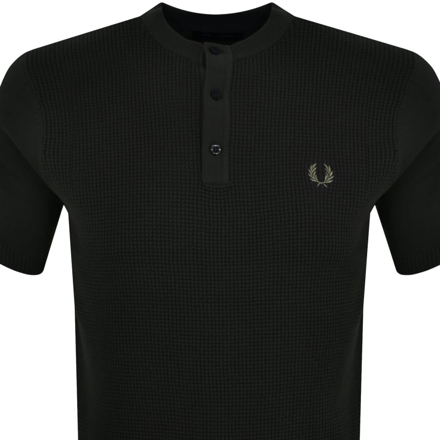 Fred Perry Waffle Knit Henley Shirt Black Mainline Menswear Ireland