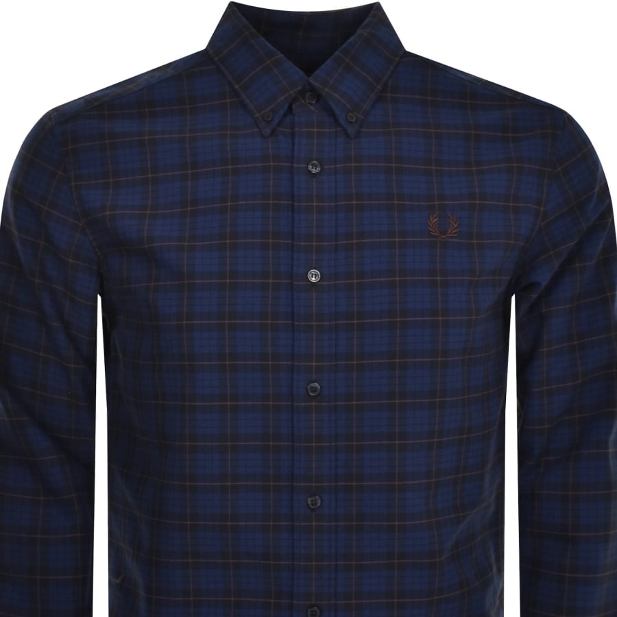 Image number 2 for Fred Perry Oxford Long Sleeve Shirt Navy