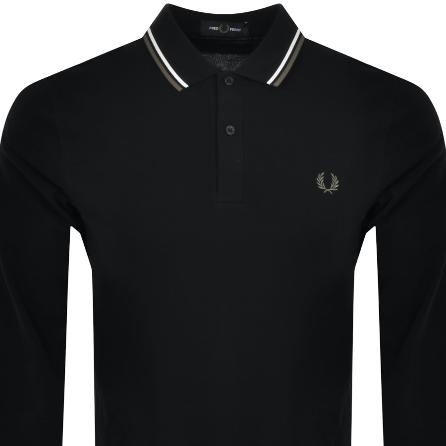 Black fred perry polo long sleeve top