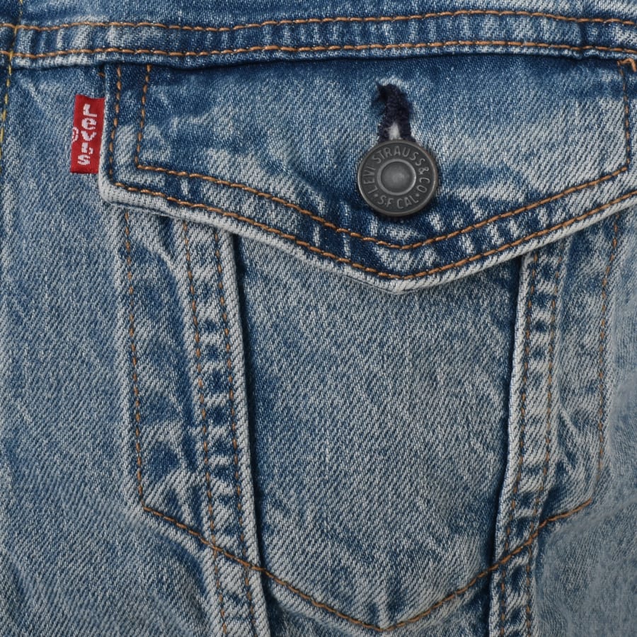 Levis Fable Sherpa Lined Trucker Denim Jacket Blue