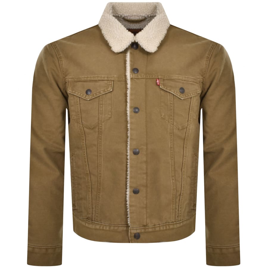 Levis Fable Sherpa Trucker Denim Jacket Brown