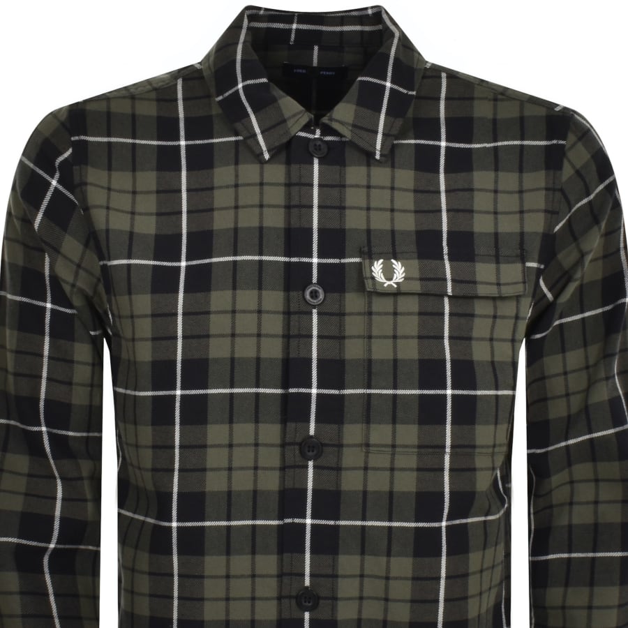 Image number 2 for Fred Perry Check Overshirt Green