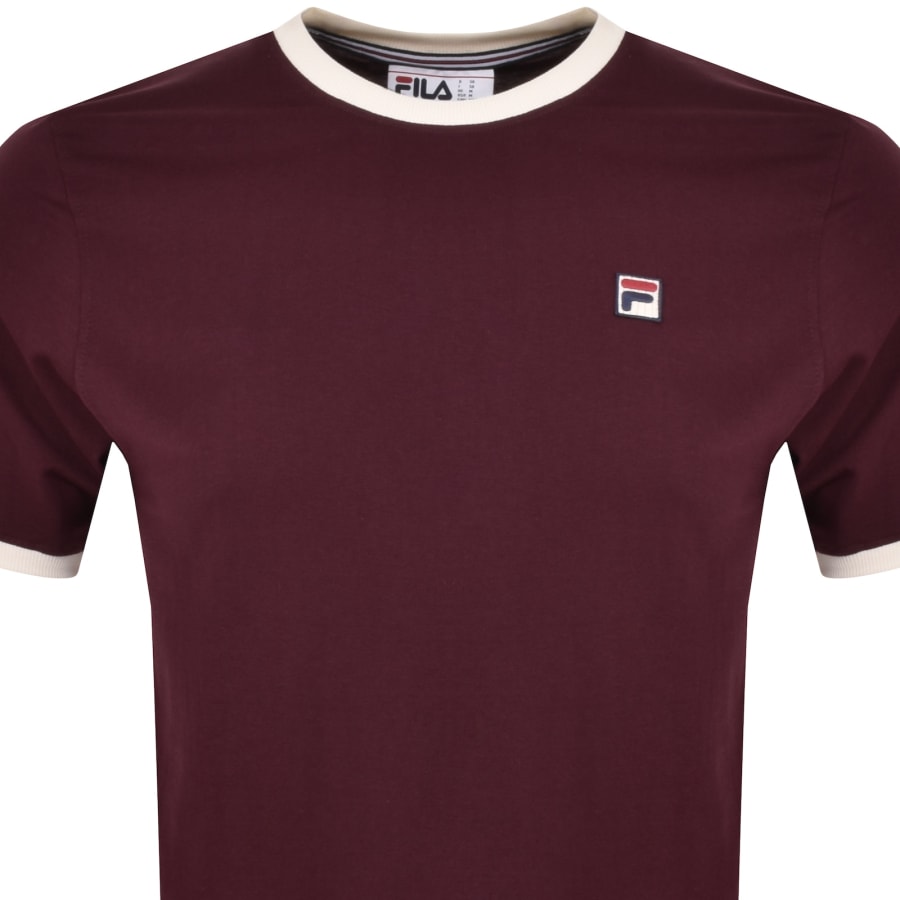 Fila Vintage Marconi Crew Neck T Shirt Burgundy