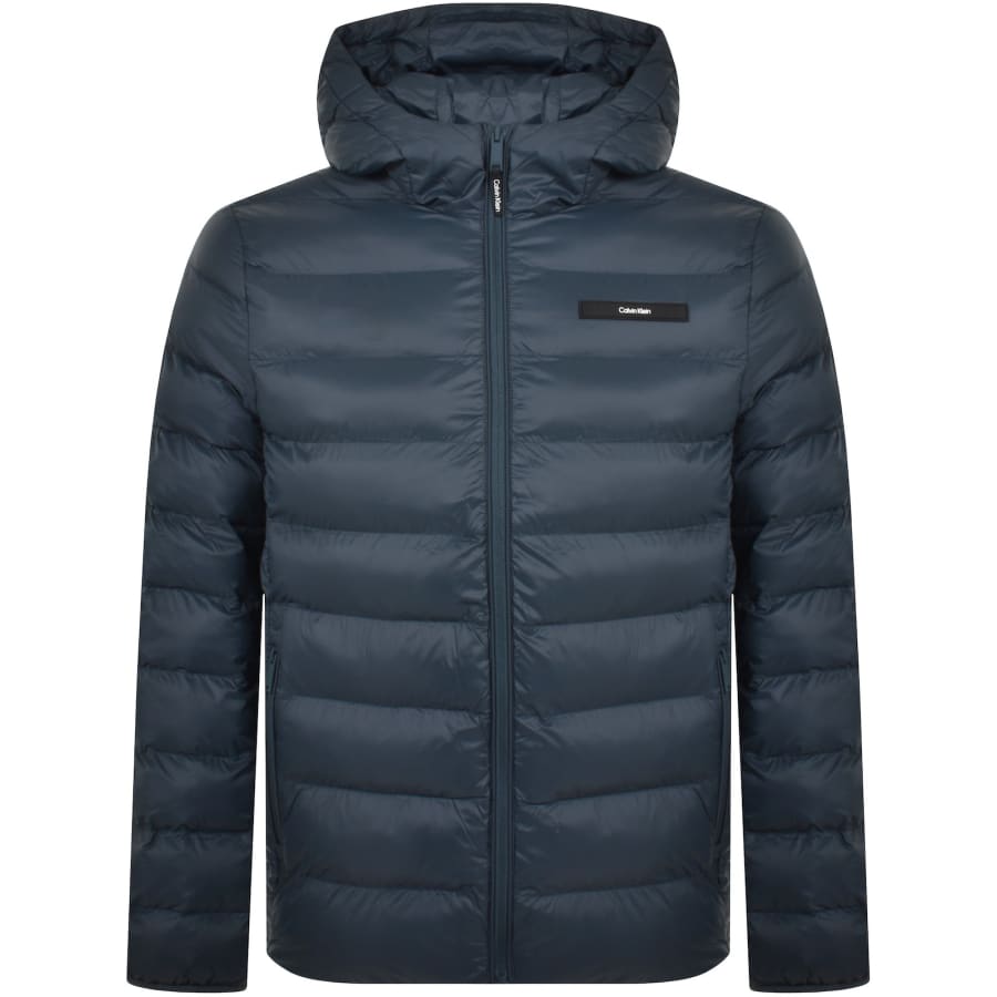 Image number 1 for Calvin Klein Hooded Puffer Jacket Blue