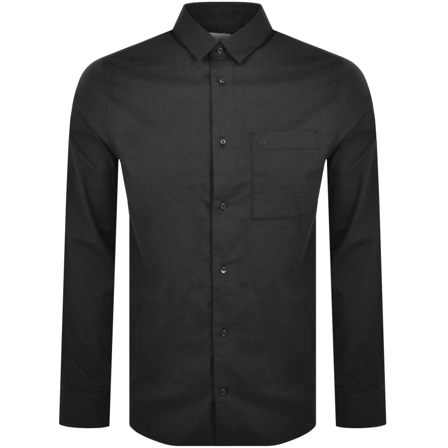 Image number 1 for Calvin Klein Regular Fit Flannel Shirt Grey