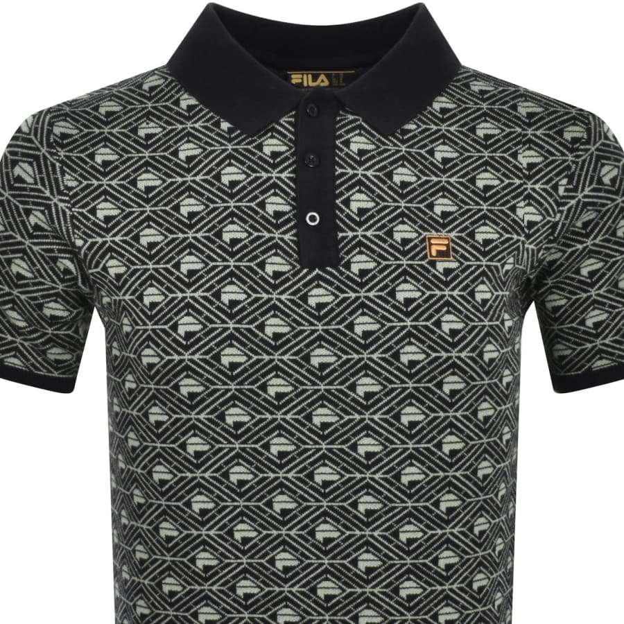 Fila Vintage Geo Pattern Polo T Shirt Black Mainline Menswear Canada