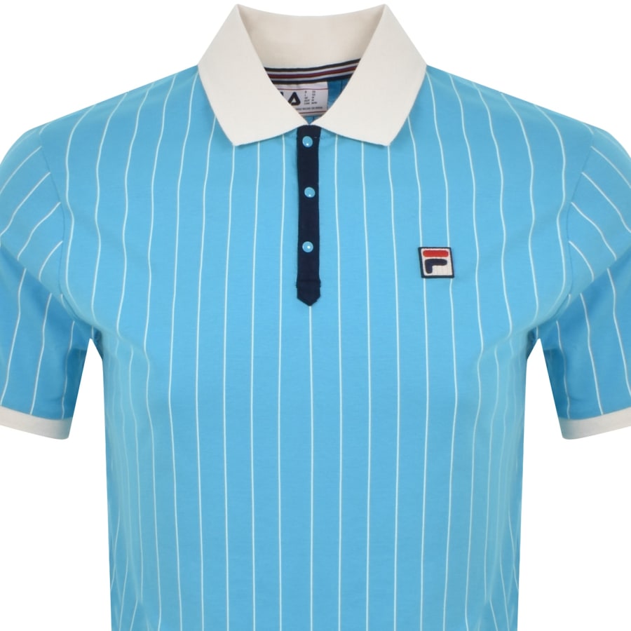 Fila Vintage Classic Striped Polo T Shirt Blue