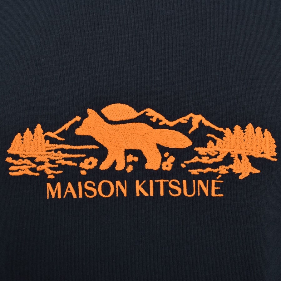 Image number 3 for Maison Kitsune Outdoor Profile Fox T Shirt Navy