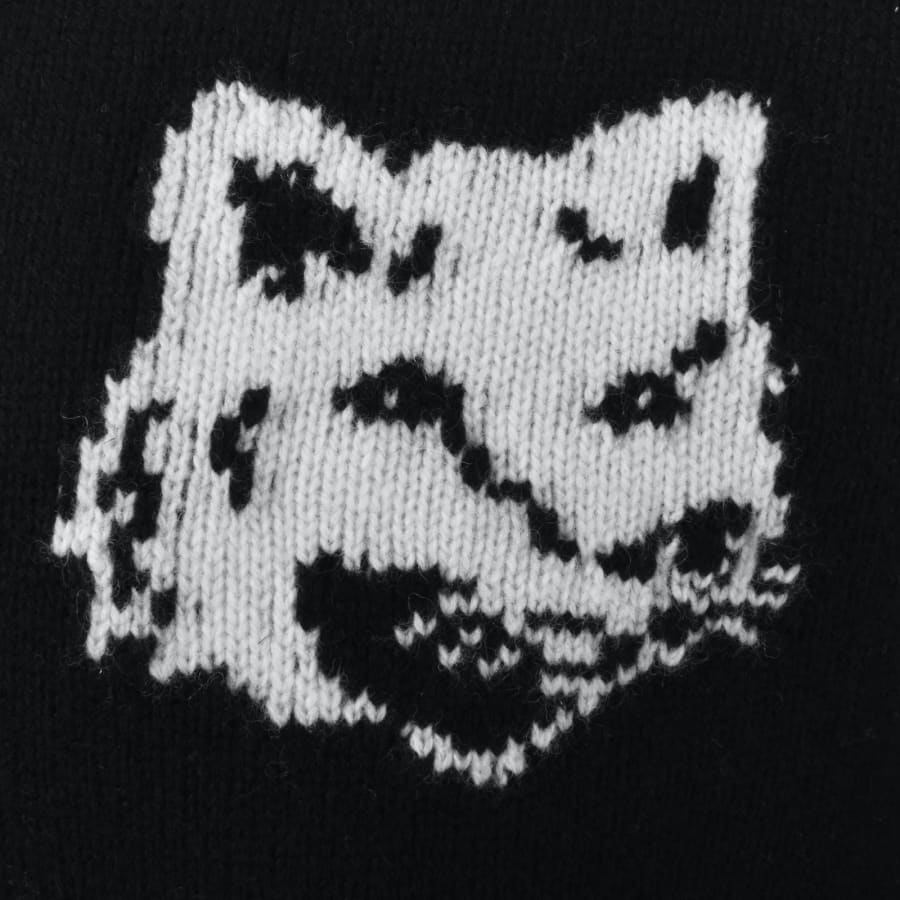 Image number 3 for Maison Kitsune Fox Head Knit Jumper Black