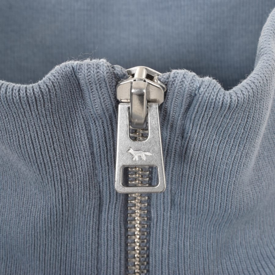 Image number 4 for Maison Kitsune Half Zip Sweatshirt Blue