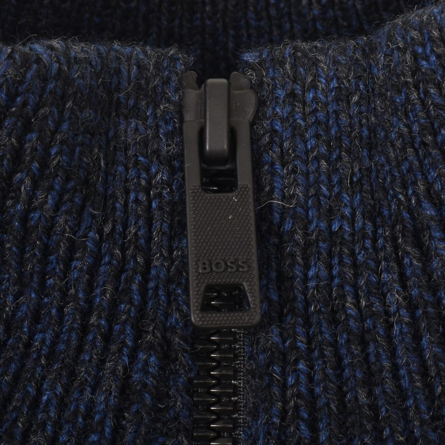 Image number 3 for BOSS Kostellar Full Zip Wool Jumper Blue