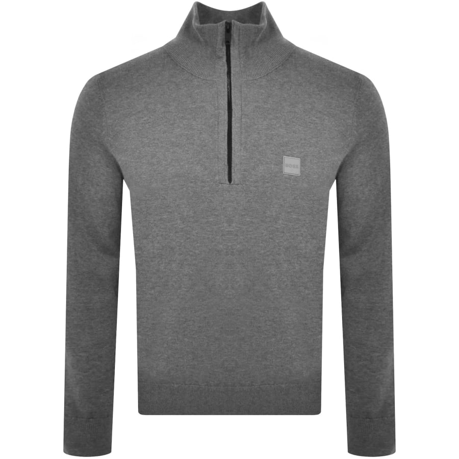 BOSS Kanobix Quarter Zip Jumper Grey Mainline Menswear Denmark