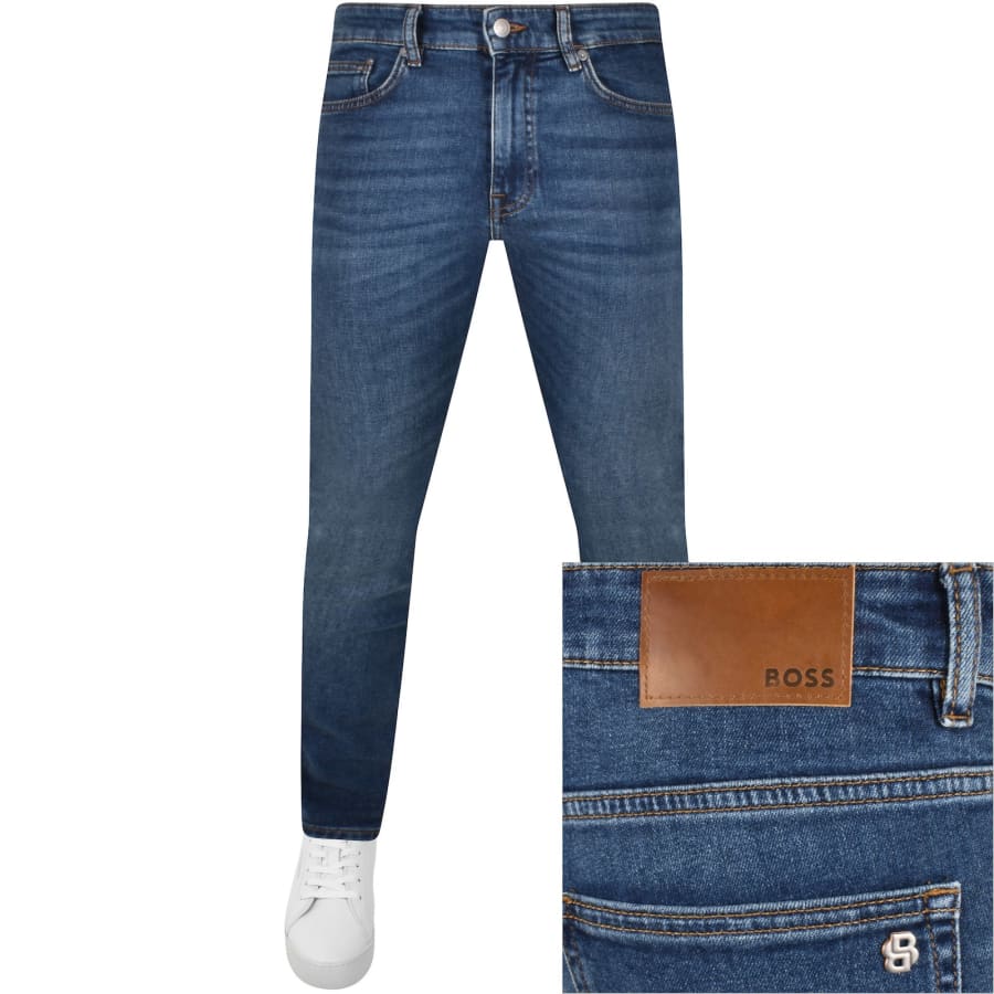 BOSS Delaware Slim Fit Jeans Mid Wash Blue Mainline Menswear Denmark