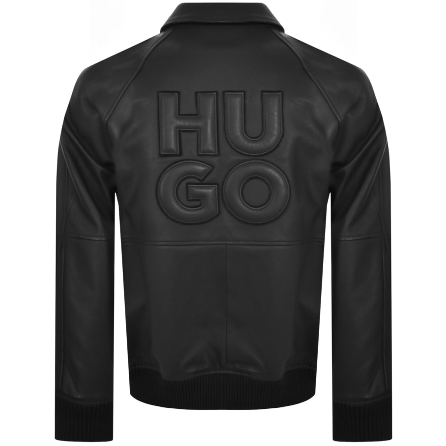 HUGO Larston Sheepskin Leather Jacket Black Mainline Menswear United States