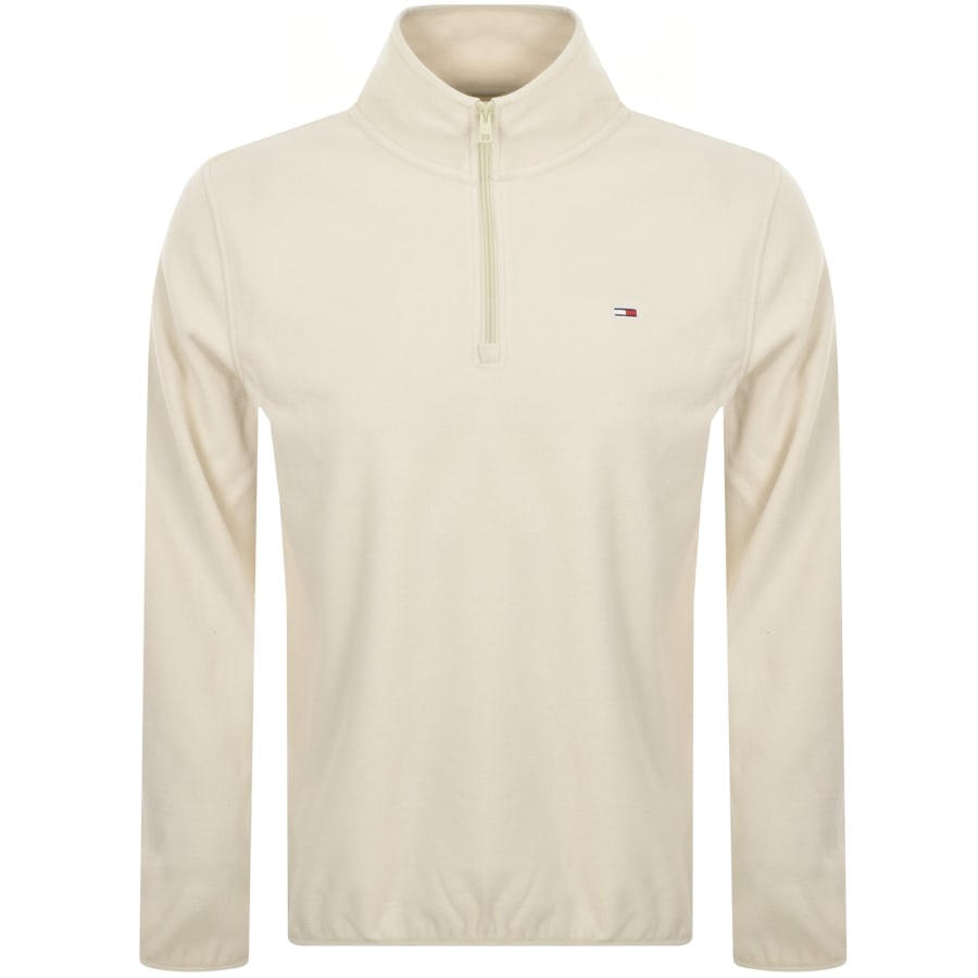 Tommy Jeans Quarter Zip Badge Fleece Cream