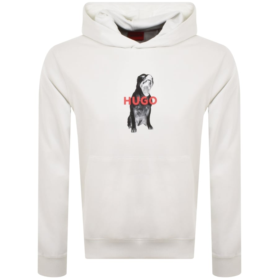 Image number 2 for HUGO Dartchon Hoodie White