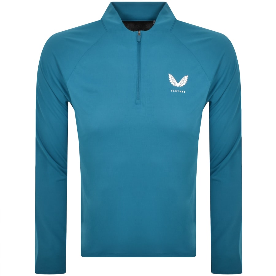Image number 1 for Castore Lightweight Quarter Zip Sweatshirt Blue