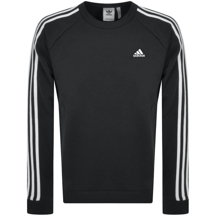 Adidas jumper black with white stripes discount