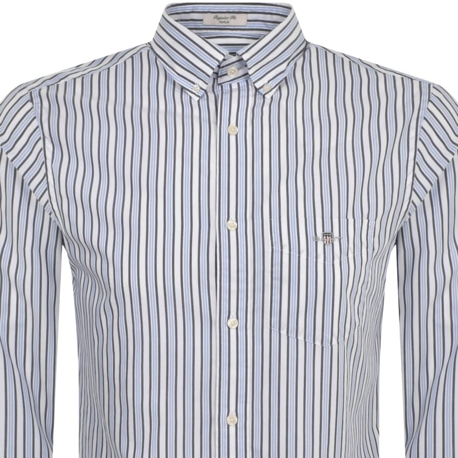 Image number 2 for Gant Poplin Stripe Shirt Blue