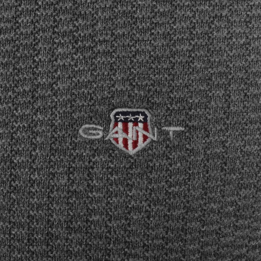 Gant Half Zip Textured Sweatshirt Grey Mainline Menswear Canada