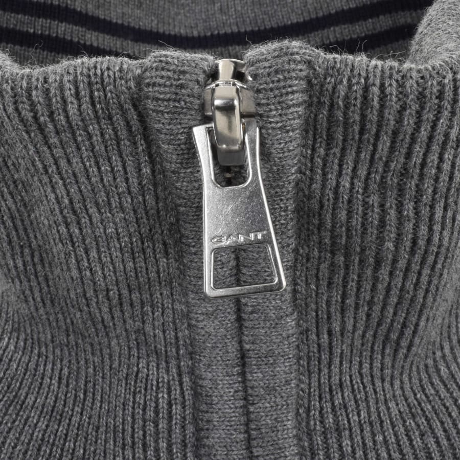 Gant Half Zip Textured Sweatshirt Grey Mainline Menswear Canada