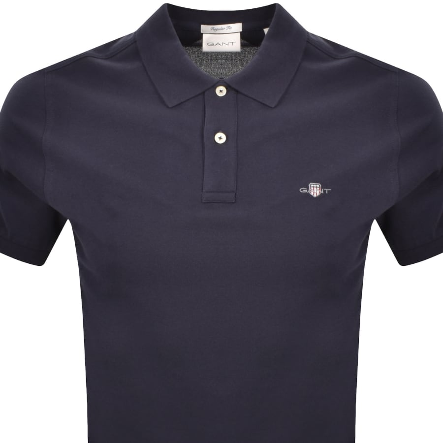 Image number 2 for Gant Shield Pique Polo T Shirt Navy