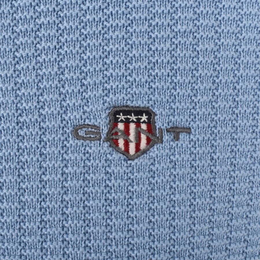 Gant Half Zip Textured Sweatshirt Blue Mainline Menswear Canada