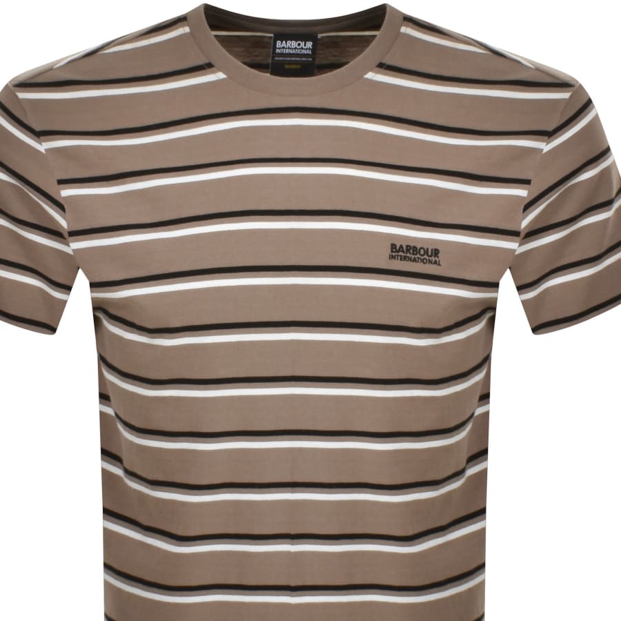 Image number 2 for Barbour International Buxton Stripe T Shirt Brown
