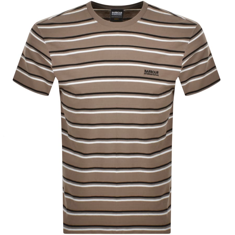 Image number 1 for Barbour International Buxton Stripe T Shirt Brown