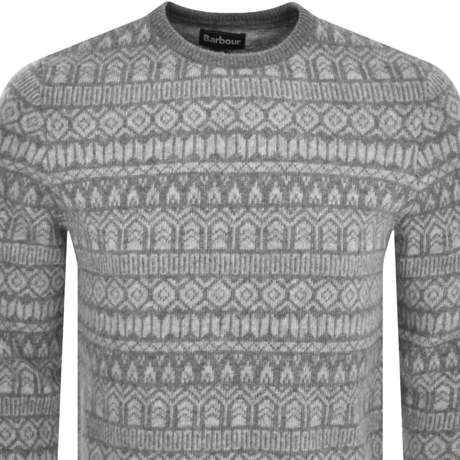 Image number 2 for Barbour Stonebeck Fairisle Knit Jumper Grey