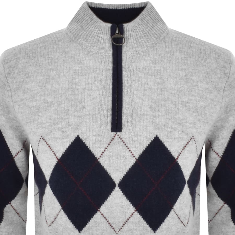 Image number 2 for Barbour Hartfield Half Zip Knit Jumper Grey