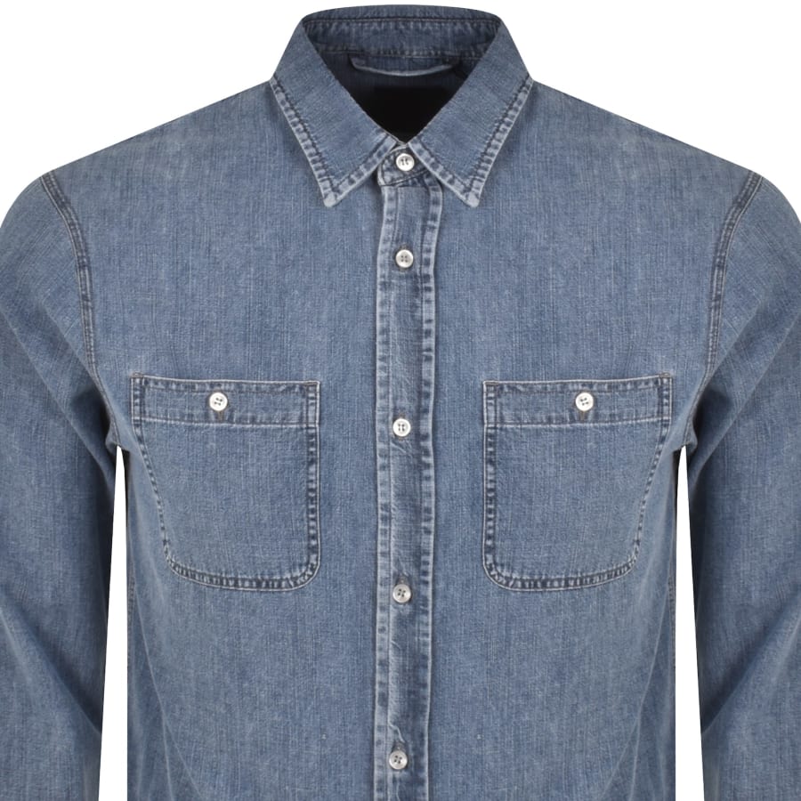 Image number 2 for Paul And Shark Denim Overshirt Light Wash Blue