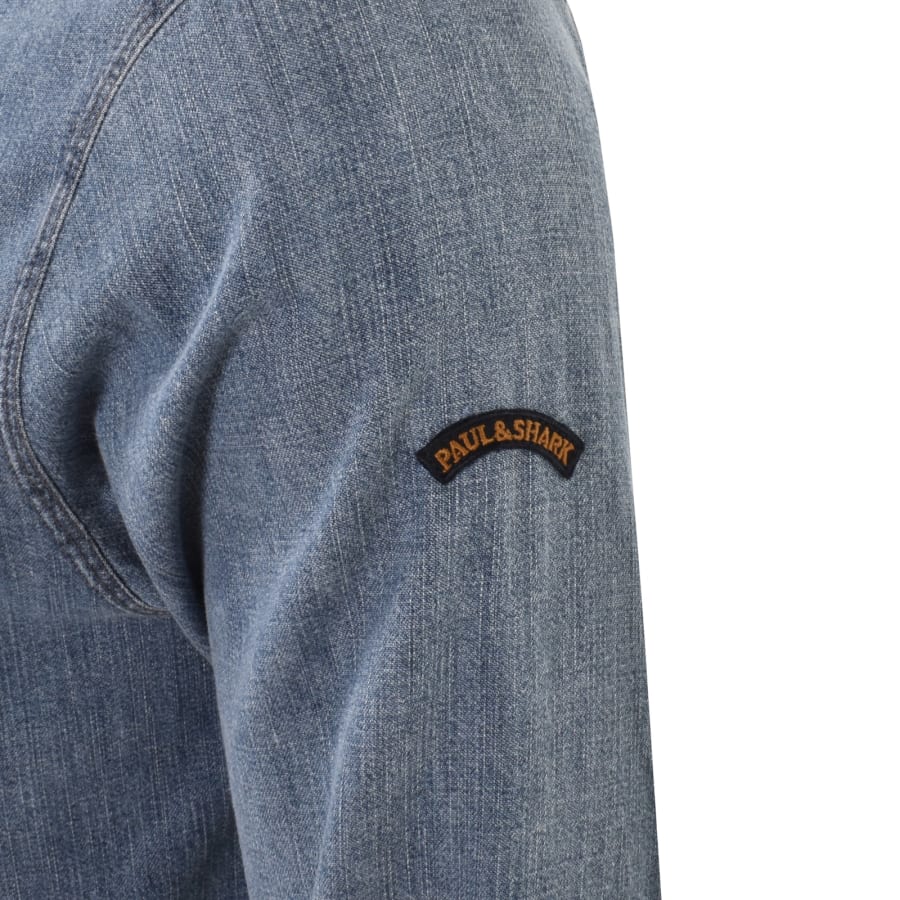 Image number 3 for Paul And Shark Denim Overshirt Light Wash Blue