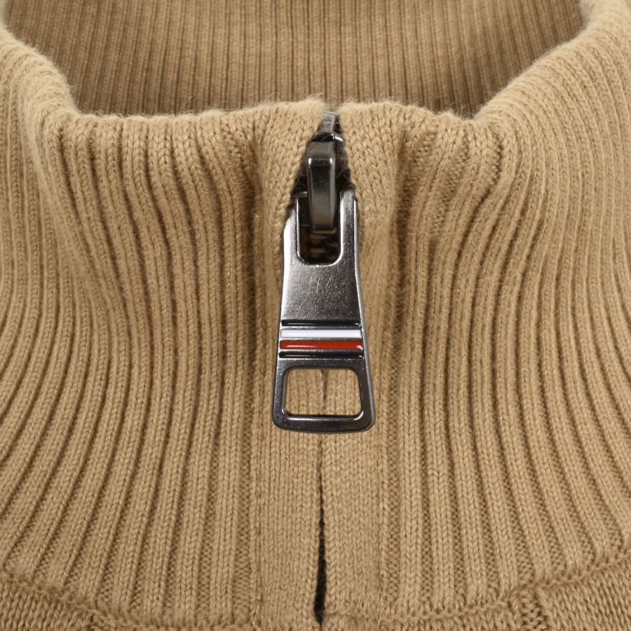 Image number 4 for Tommy Hilfiger Quarter Zip Cable Knit Jumper Brown