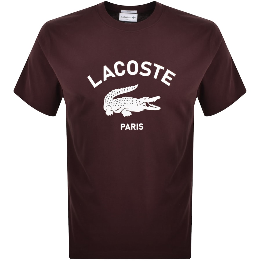 Lacoste Paris Logo T Shirt Burgundy