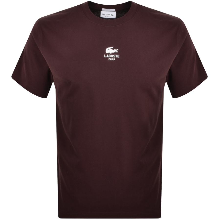 Lacoste Paris Small Logo T Shirt Burgundy Mainline Menswear Denmark