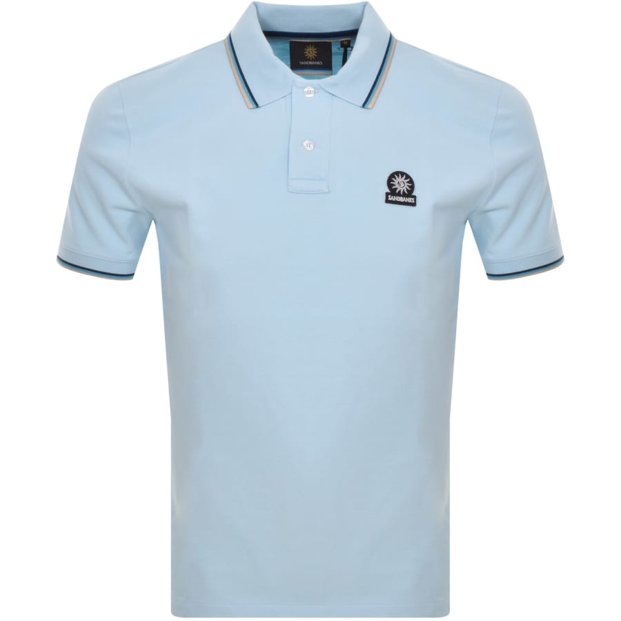 Image number 1 for Sandbanks Badge Logo Polo T Shirt Blue