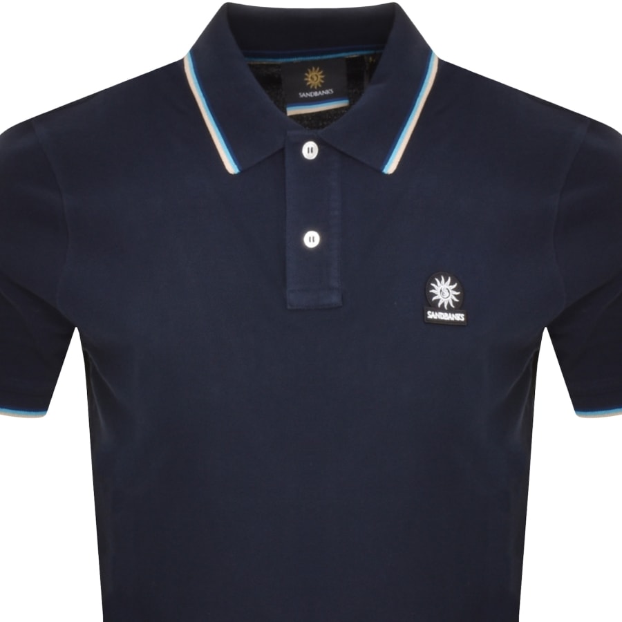 Image number 2 for Sandbanks Badge Logo Polo T Shirt Navy