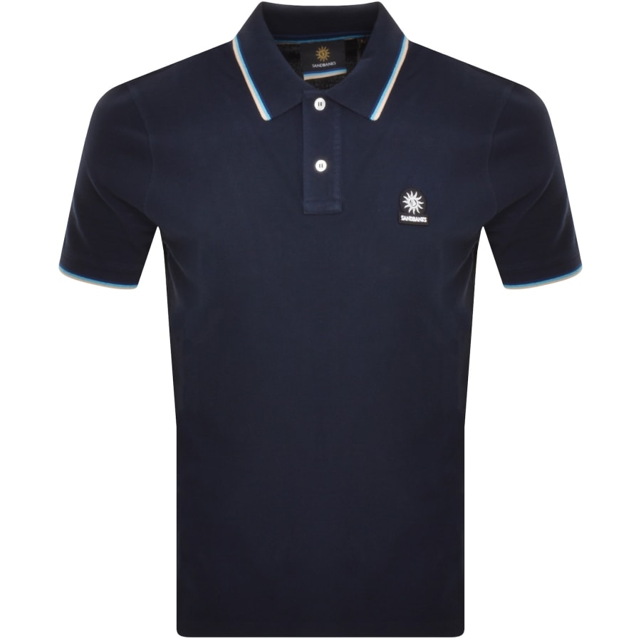 Image number 1 for Sandbanks Badge Logo Polo T Shirt Navy
