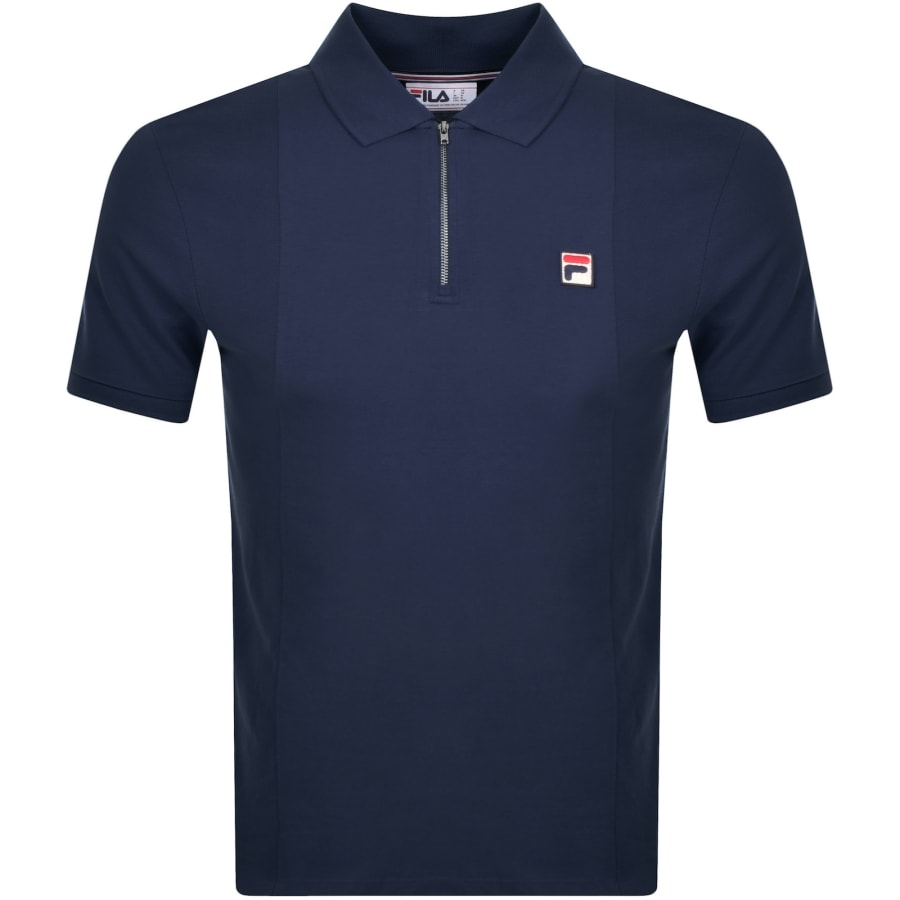Fila Vintage Panel Polo T Shirt Navy Mainline Menswear Denmark