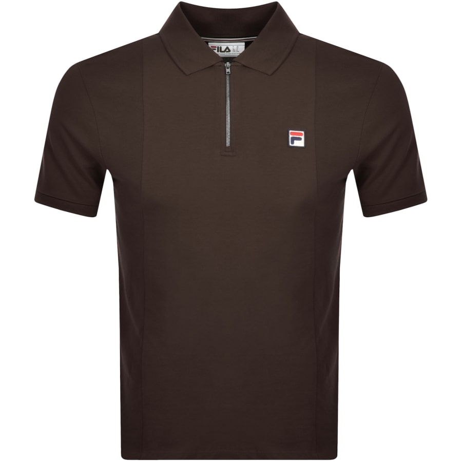 Fila Vintage Panel Polo T Shirt Brown