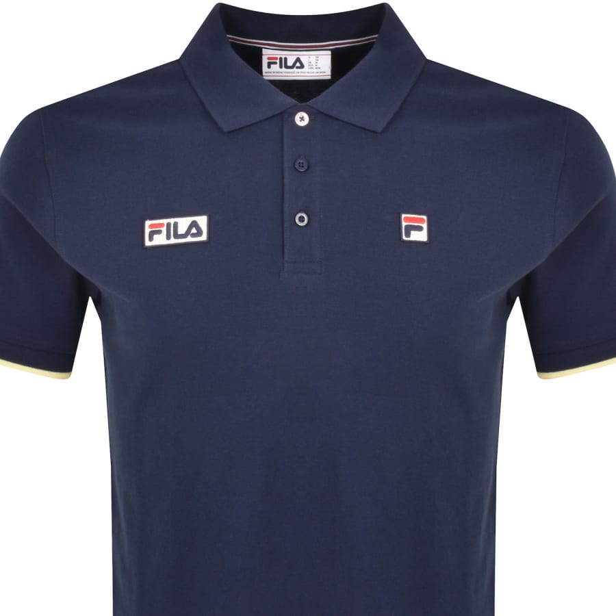 Image number 2 for Fila Vintage Tipped Rib Basic Polo T Shirt Navy