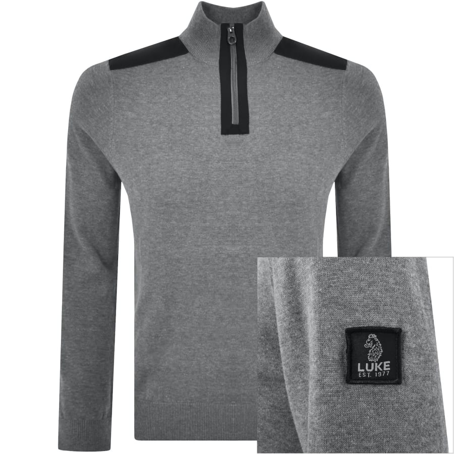 Luke 1977 Heddon Quarter Zip Jumper Grey Mainline Menswear United States
